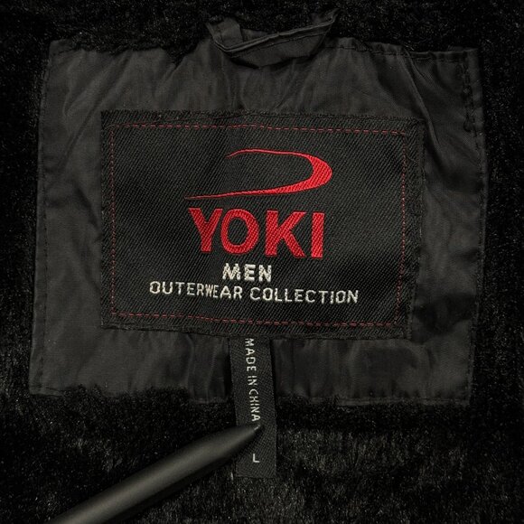 Yoki Jacket Mens Large Black Fleece Lined Hood Field Pockets - Picture 4 of 11